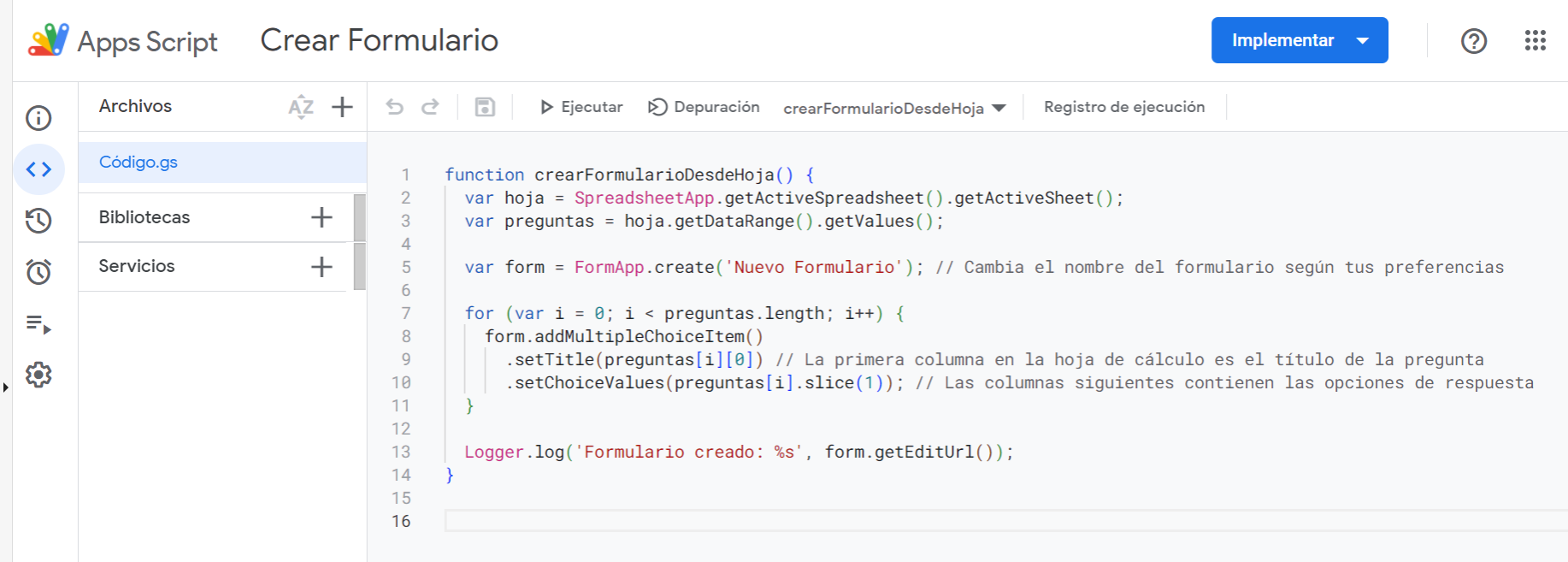 Generar formularios de exámenes